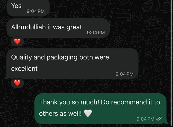 Customer review on WhatsApp
